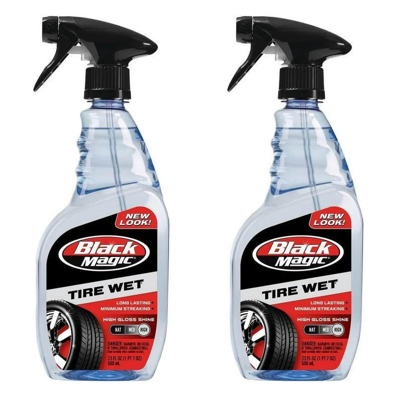 Black Magic Tire Wet 23oz Trigger Spray Specially Formulated Tire Shine Wet, Black, Glossy with One Quick Spray, 2 Pack - Image 1